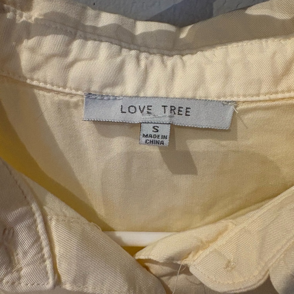 Love Tree Light Yellow Button-Up Tie-Front Top - Picture 2 of 3